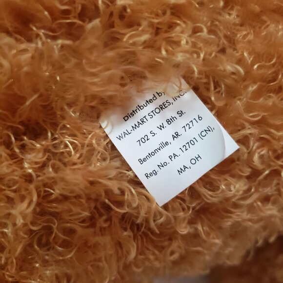 Walmart Happy Valentine's Bear Plush Stuffed Animal Brown Curly Fur Big Red Nose - Picture 5 of 9